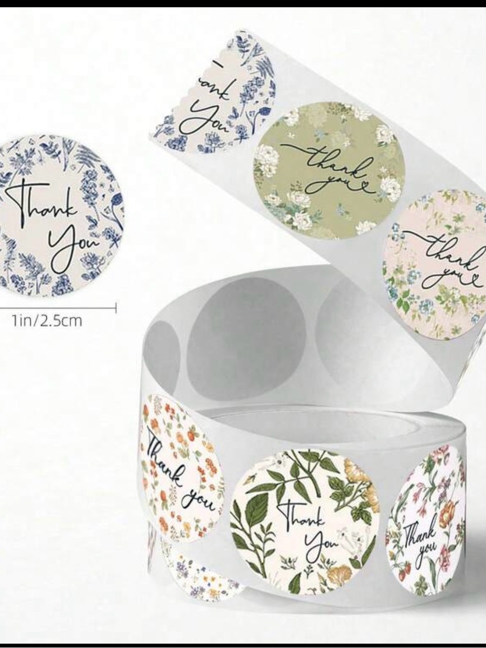 Thank You Floral Round Sticker Labels-500 count! - Assorted Pastel Colors